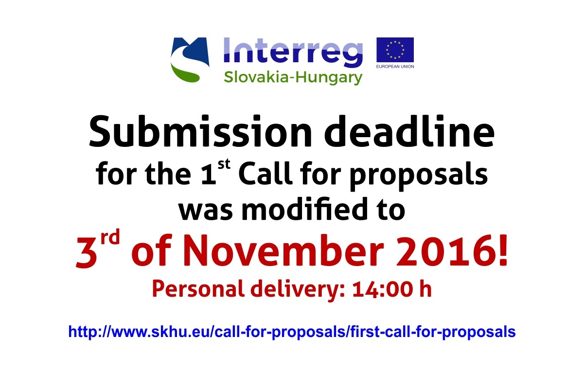 Change of submission deadline